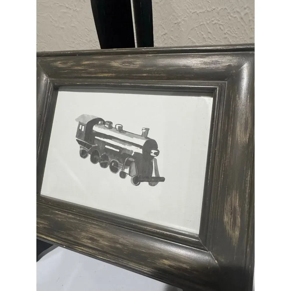 Pottery Barn Kids Framed Locomotive Train Art